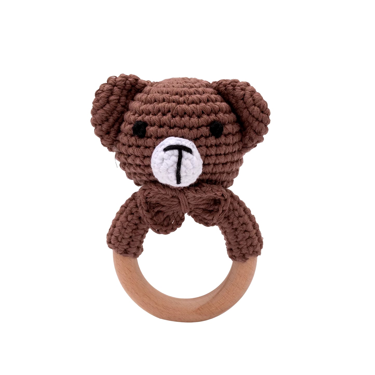 Handmade Crochet Animal Rattle- Soft Wooden Baby Teether Toy (multiple Style)