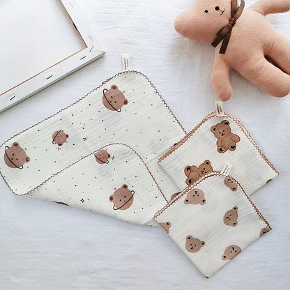  4 Layer Muslin Baby Towel-Soft Absorbent Bibs &Burp Cloths for Newborns 