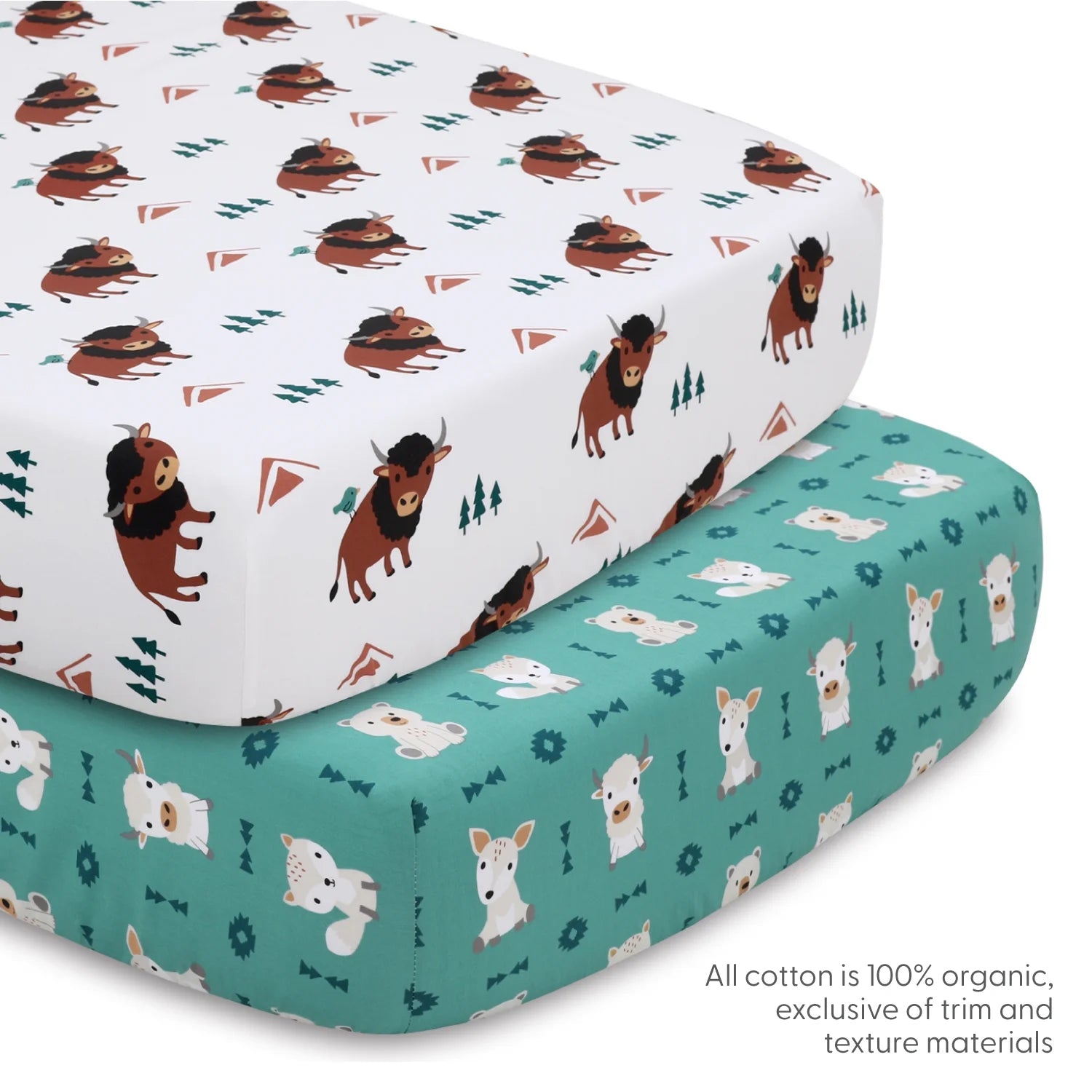 Organic Cotton Crib Bedding Set for Baby Boys, Western Woods, 4 Pieces