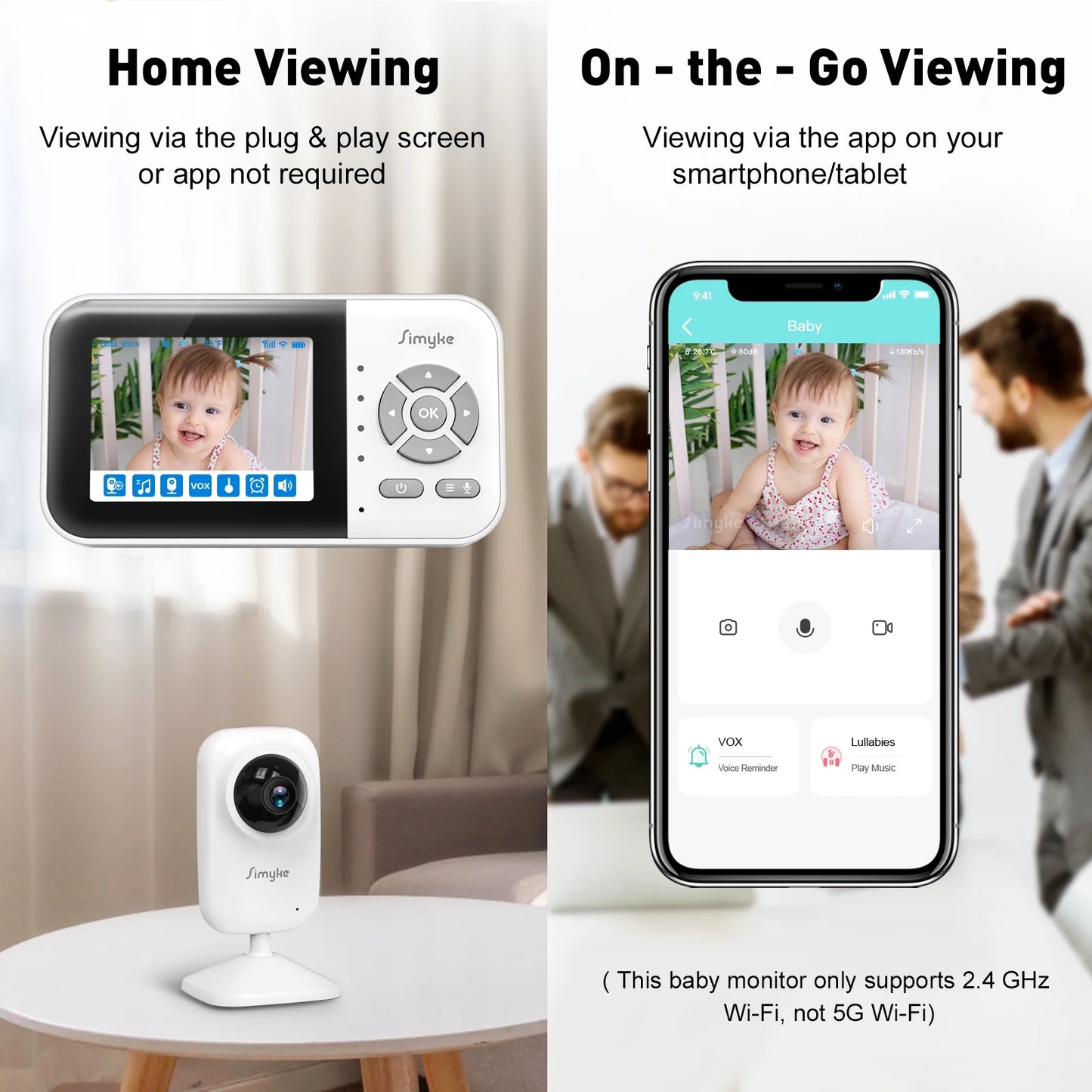 Upgrade Video Baby Monitor with 2 Cameras and Audio 2.8" LCD Screen, Portable Wireless Baby Cam Home Use