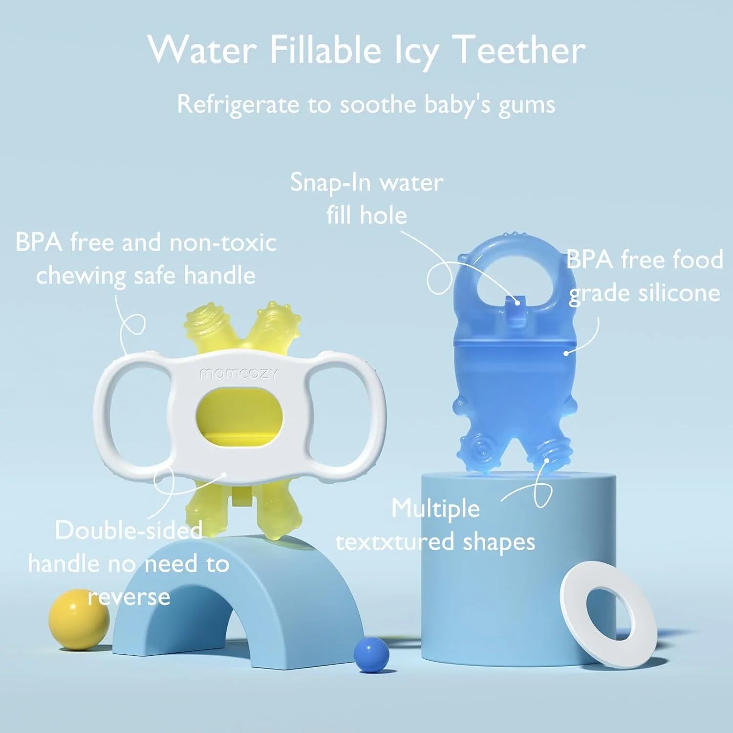 Momcozy 2-Pack Baby Teether Toys - Chill Teether for Soothing Relief