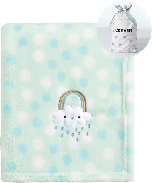  Soft & Cozy Green Rainbow Plush Baby Blanket - Perfect for Infants, Toddlers & Newborns in Cribs & Strollers