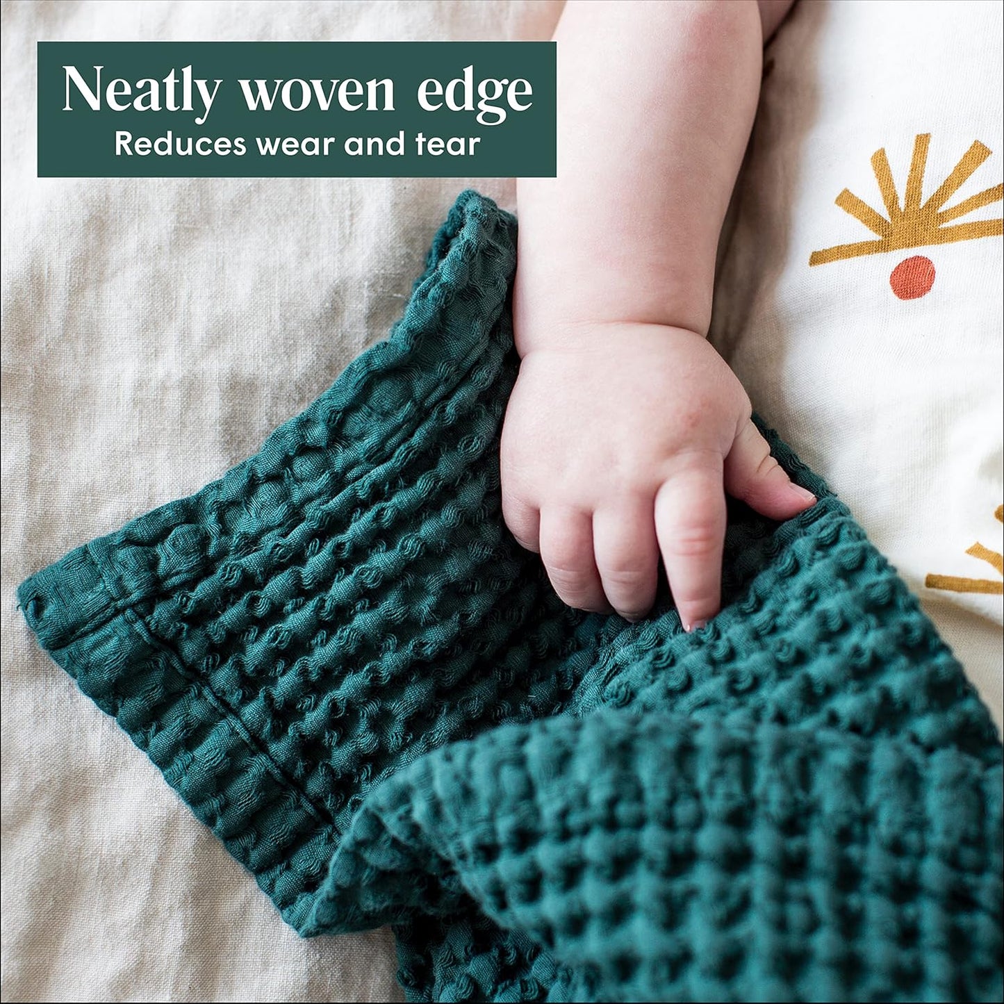 Waffle Swaddle Blanket - Cotton Soft, Breathable for Nursery & Stroller - Gender Neutral Toddler Blanket