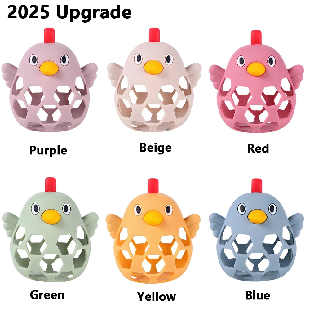 Delightful Cartoon Chick Silicone Teethers for Chewing Training - Perfect Baby Care Toys!