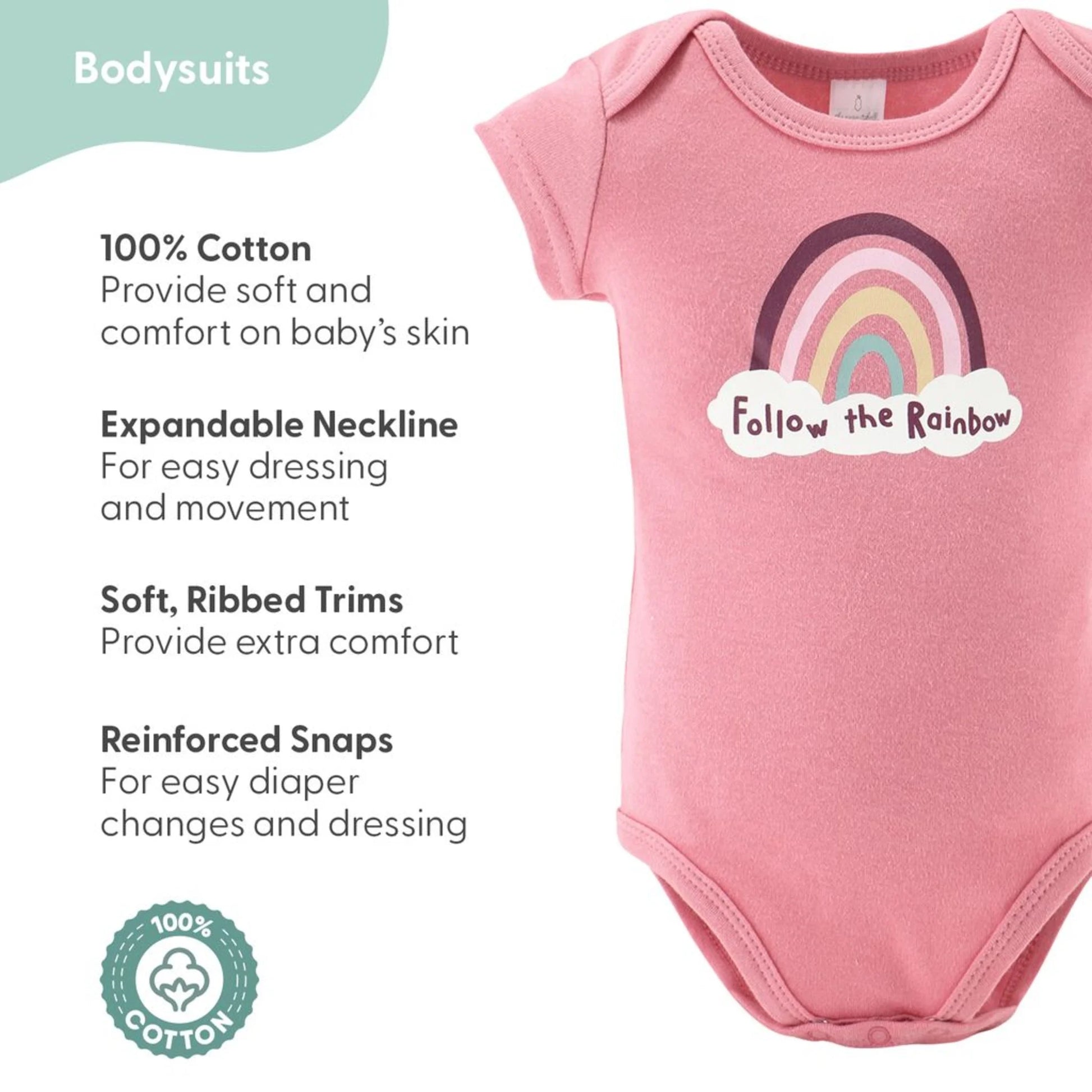 Adorable Peanutshell Newborn Layette Gift Set for Baby Girls - 23 Essential Pieces in Pink Rainbow Safari Animals (0-3 Months)