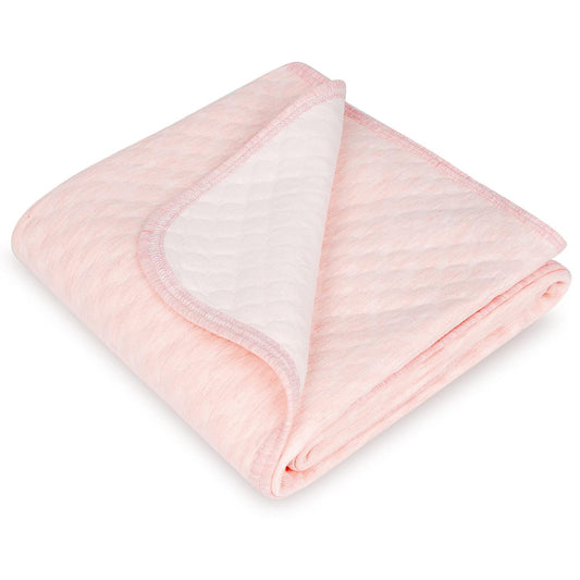Organic Cotton Quilted Baby Blanket - Warm and Breathable Toddler Blanket for Boys and Girls, 39x39 Inches, Lightweight and Thermal, Pink