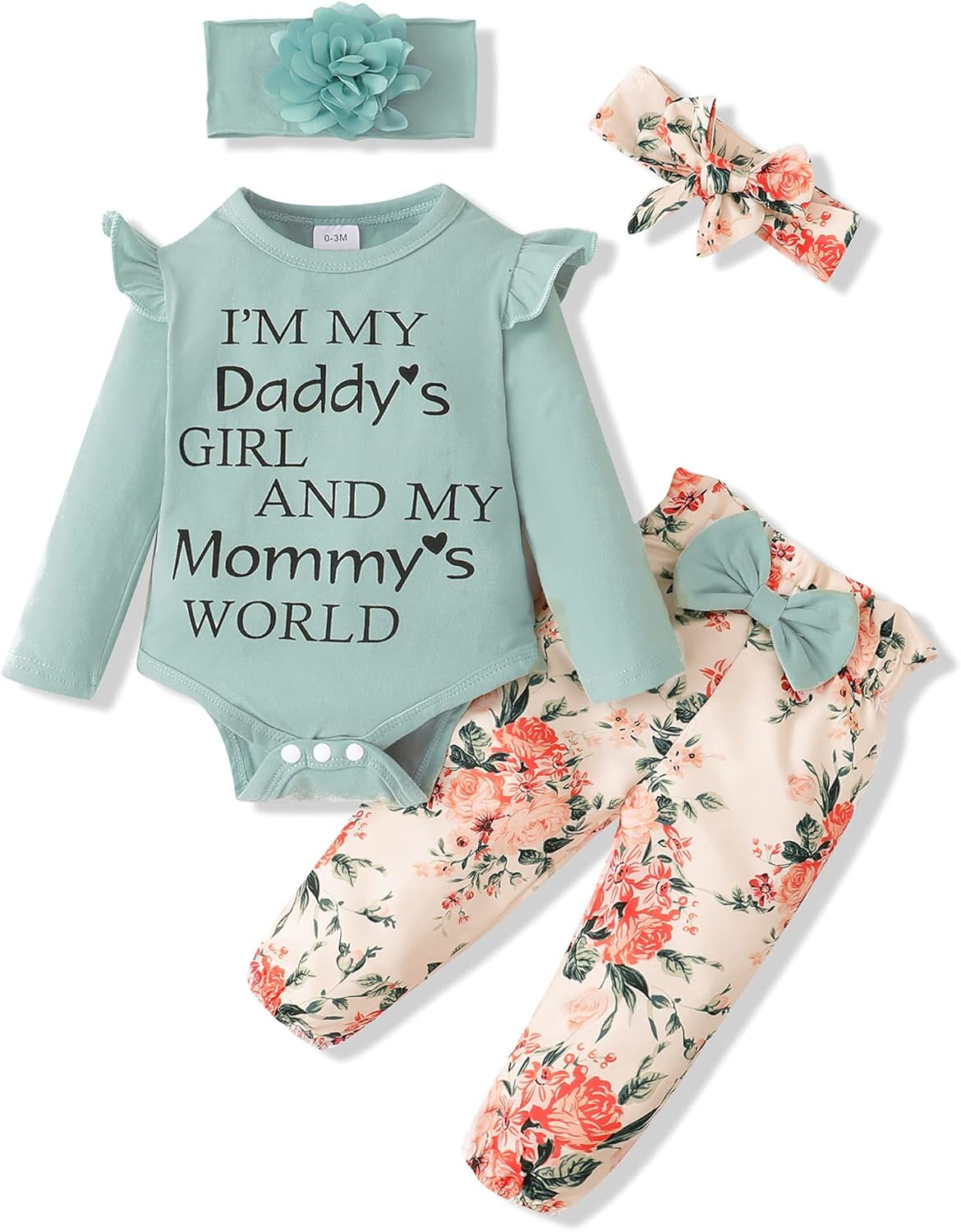 Adorable Floral Ruffle Romper Set for Newborn Baby Girls - Stylish Cotton Outfit for Toddlers