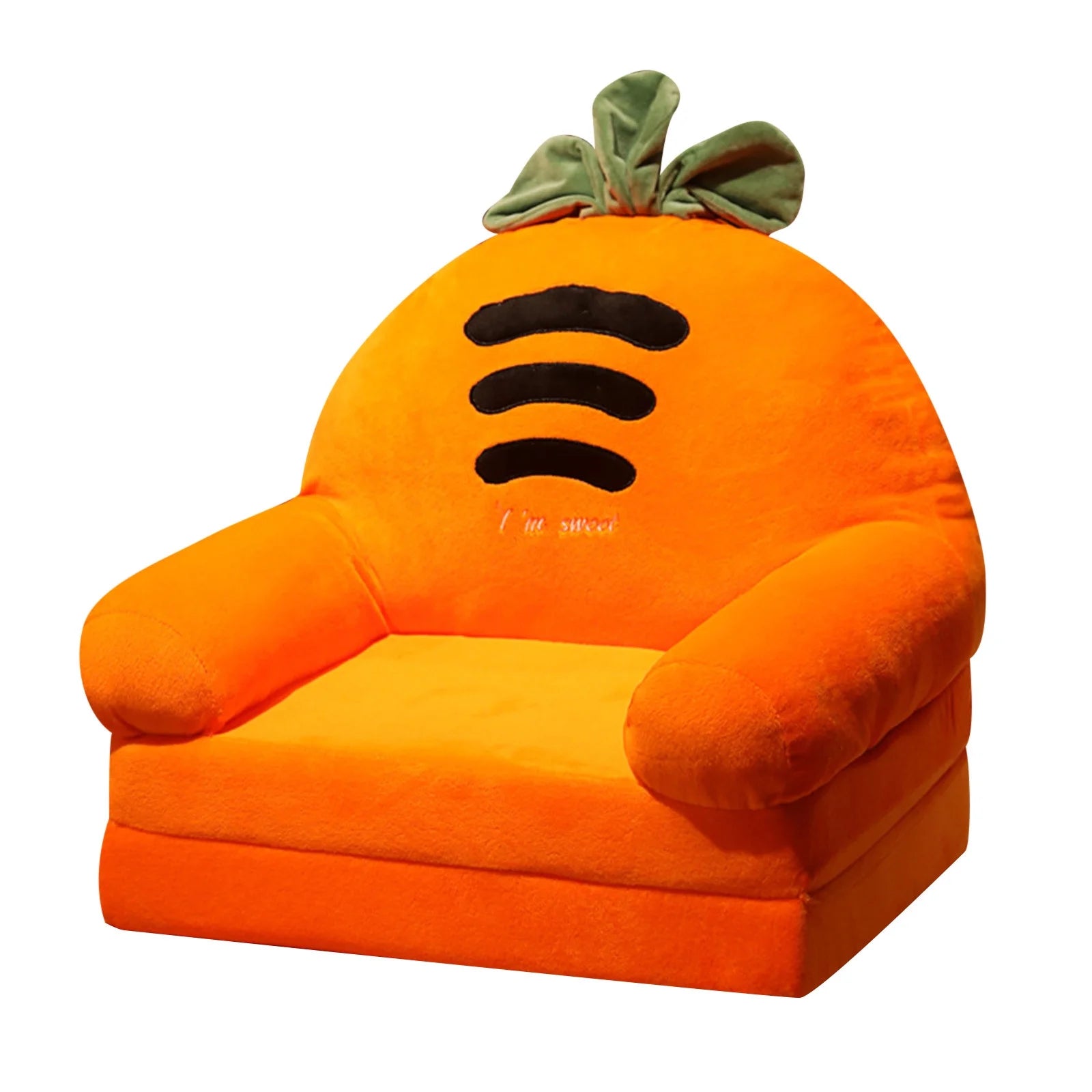  2-in-1 Flip Open Foam Sofa Cover for Kids - Comfortable Folding Seat Cushion in Vibrant Orange